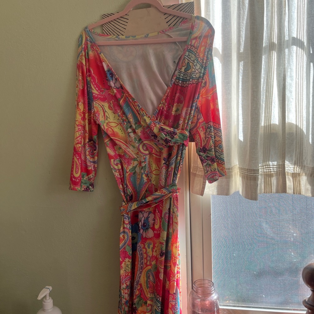 Colorful Paisley Wrap Dress